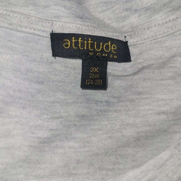 Attitude Black and Grey Palm Print Short Sleeve Top 3X - Picture 6 of 6
